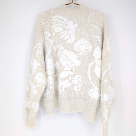 Desigual Womens Cream Floral Zurich Sweater Jumper NEW - US Size L / EU Size XL - Picture 3 of 15